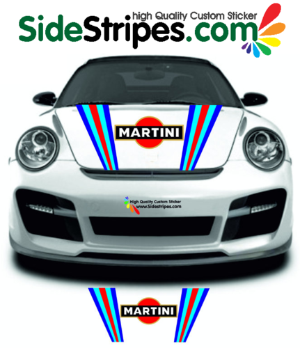 Martini Racing Hauben Streifen Aufkleber Dekor Set VERSION 3 für alle Porsche 911 Modelle ArtNr 6013