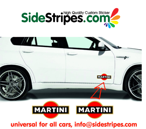 2 Martini Racing Logo Auto Aufkleber Dekor Satz je 15cm Lang Art. Nr.: 8002