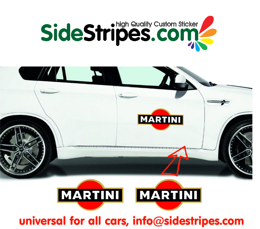 2 Martini Racing Logo Auto  Aufkleber Dekor Satz je 40cm Lang Art. Nr.: 8006