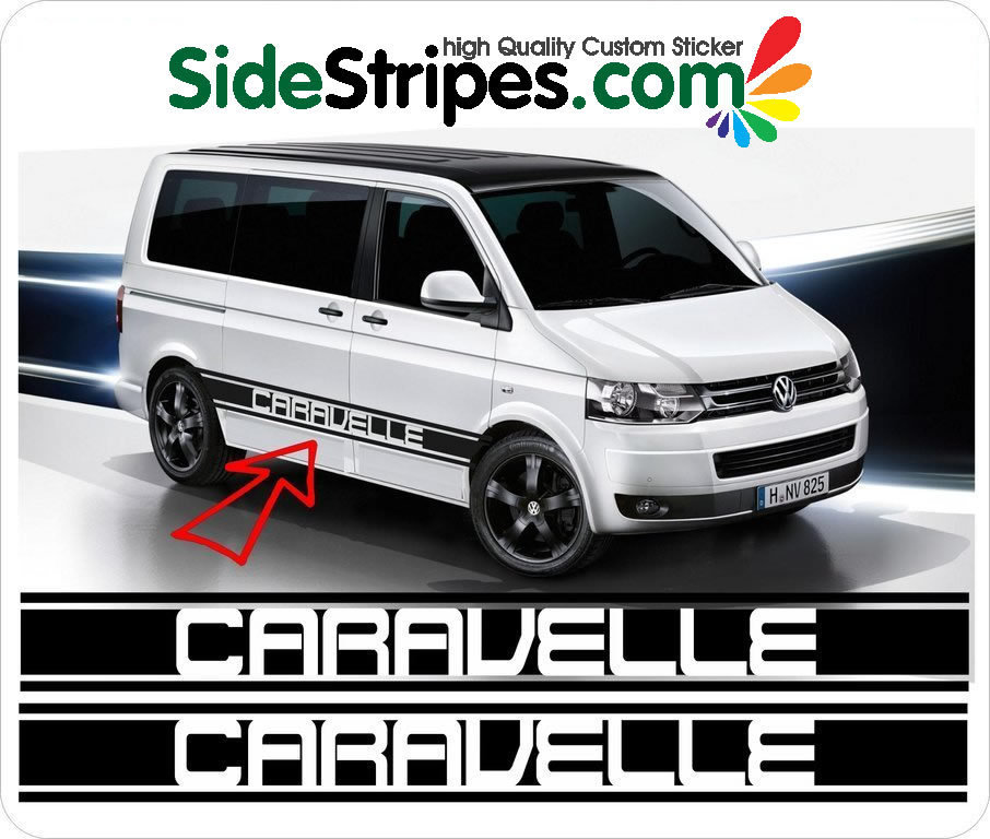 VW Bus T5 Caravelle XL Seitenstreifen Aufkleber Sticker Set Art.Nr.: 5218
