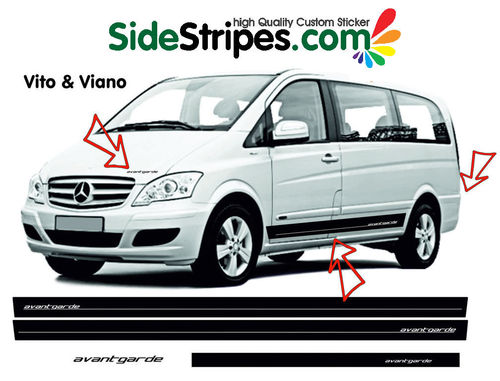 Mercedes Benz Vito & Viano AVANTGARDE Edition Look Seitenstreifen Aufkleber Komplett Set N°.: 7666