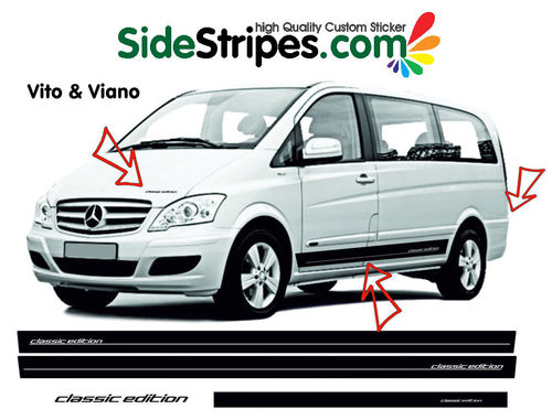 Mercedes Benz Vito & Viano Classic Edition Seitenstreifen Aufkleber Komplett Set N°.: 7668