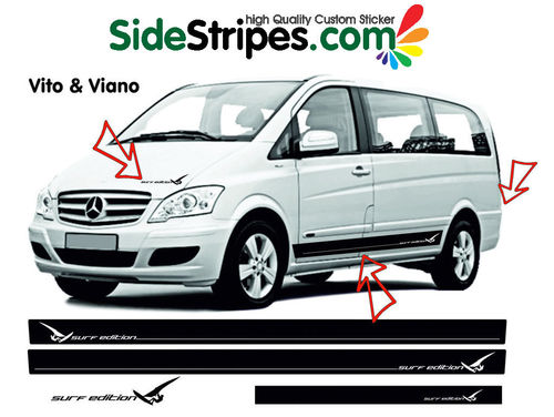 Mercedes Benz Vito & Viano Surf Edition Seitenstreifen Aufkleber Komplett Set N°.: 7674