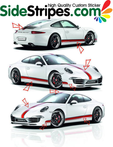 RACE EDITION Komplett Set Seitenstreifen Aufkleber Dekor Set für Porsche 911 Modelle Art. Nr.: 7773