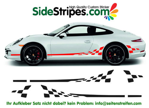 Porsche 911 GT3 Checker Seitenstreifen Aufkleber Dekor Set - Art. Nr.: 7784