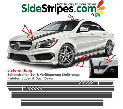 Mercedes Benz CLA AMG 45 Edition 1 Replika Seitenstreifen Aufkleber Komplett Set Art:Nr: 6105